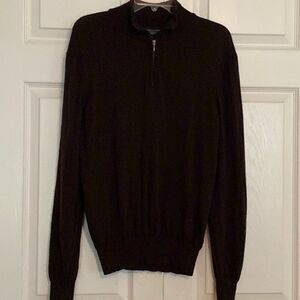 Italian Brunella Gori Merino 1/4 Zip Wool Sweater Men's Large Deep Brown 59478